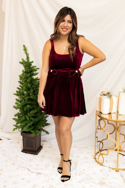 City Lights Velvet Bow Dress