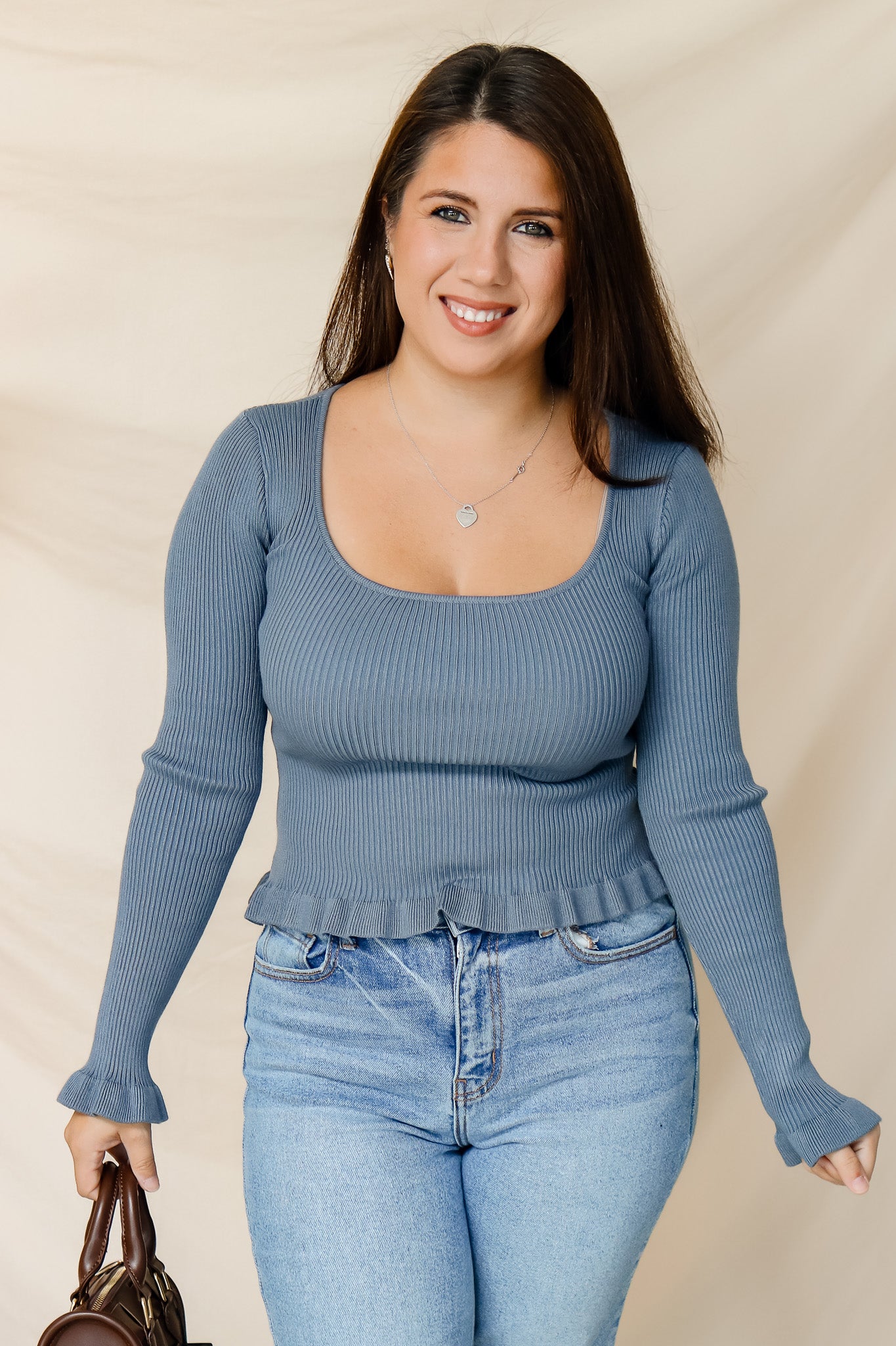 Beautiful Day Knit Top (dusty blue)