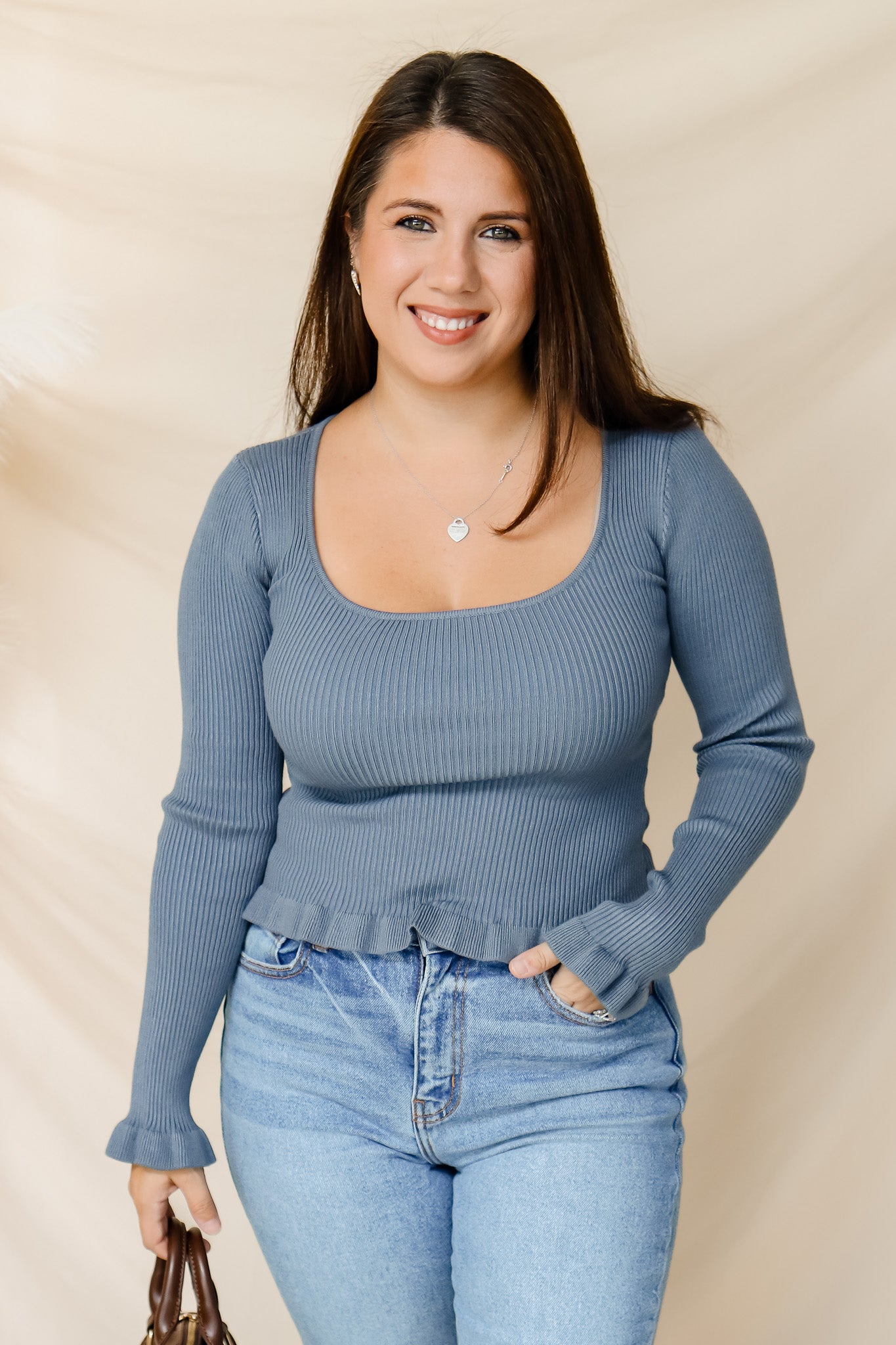 Beautiful Day Knit Top (dusty blue)