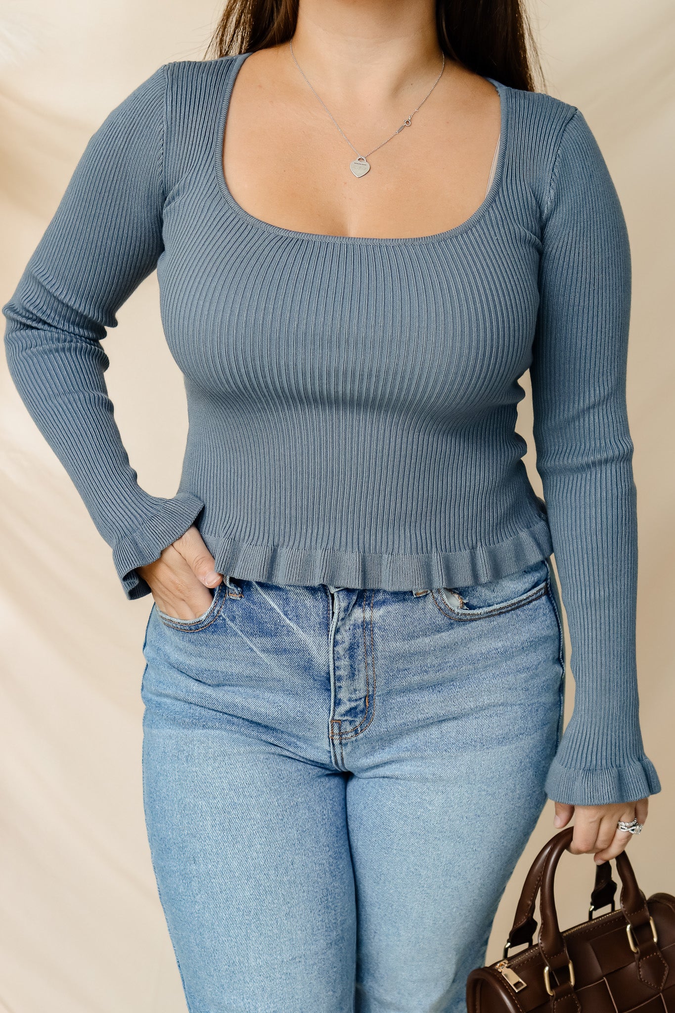 Beautiful Day Knit Top (dusty blue)