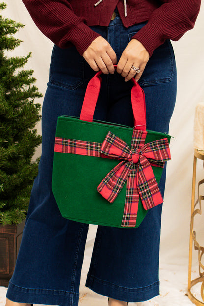 Christmas Green Bow Tote Bag
