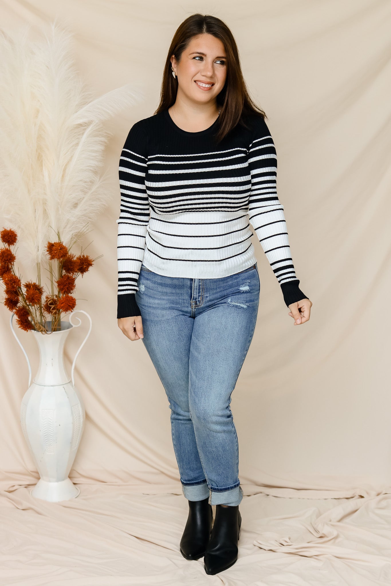 Another Time Striped Sweater (black/ivory)