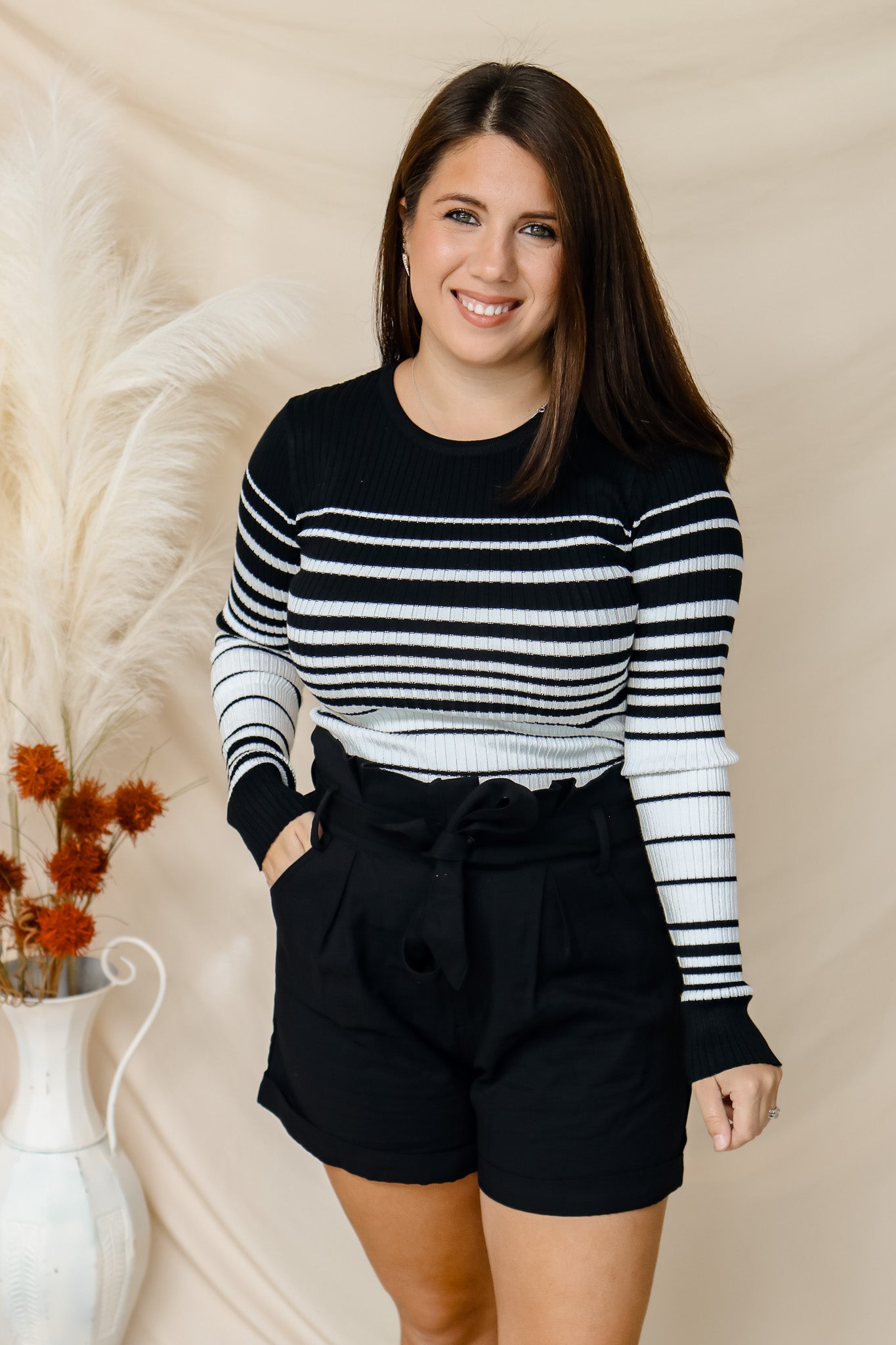 Another Time Striped Sweater (black/ivory)