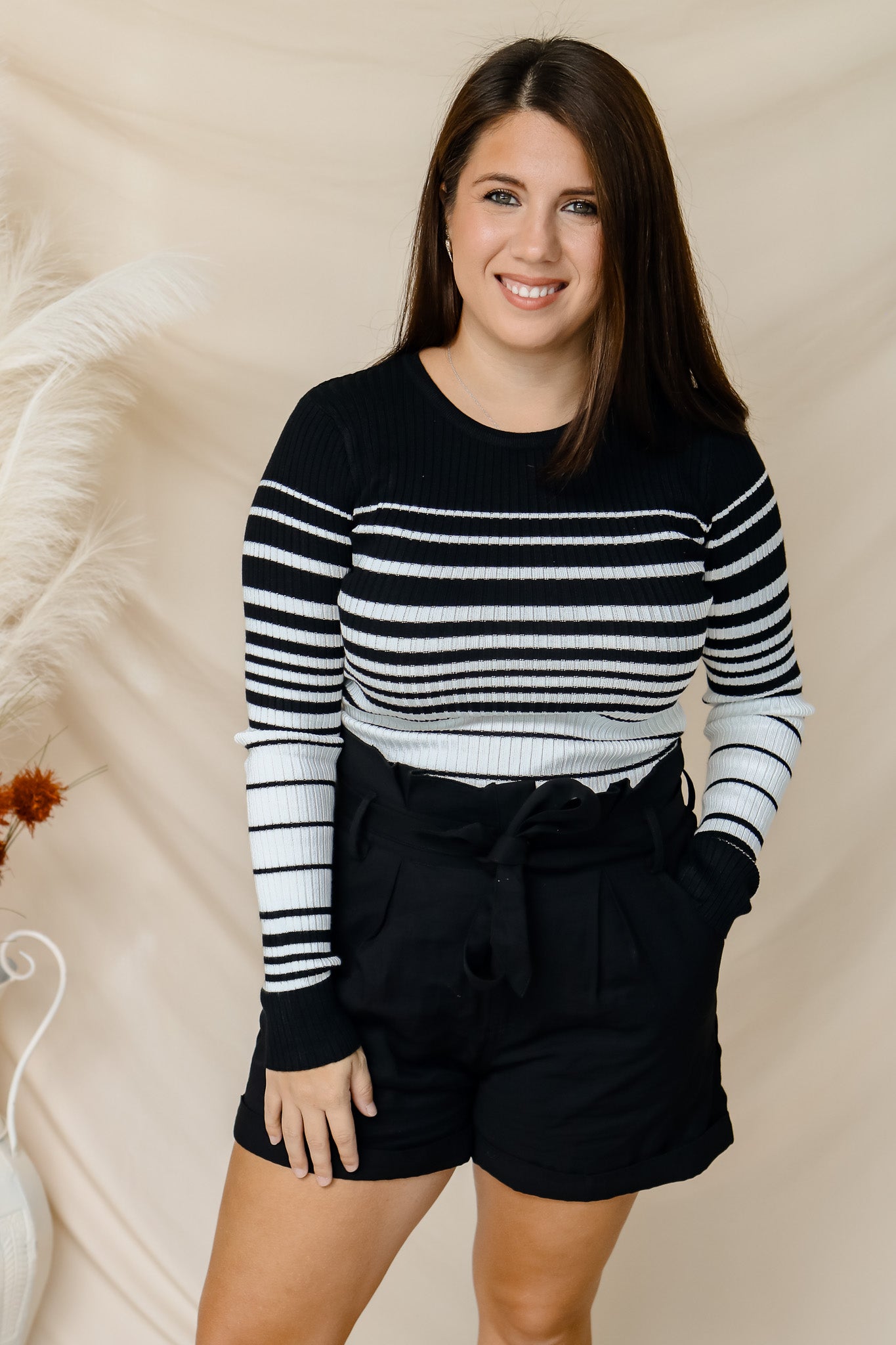 Another Time Striped Sweater (black/ivory)