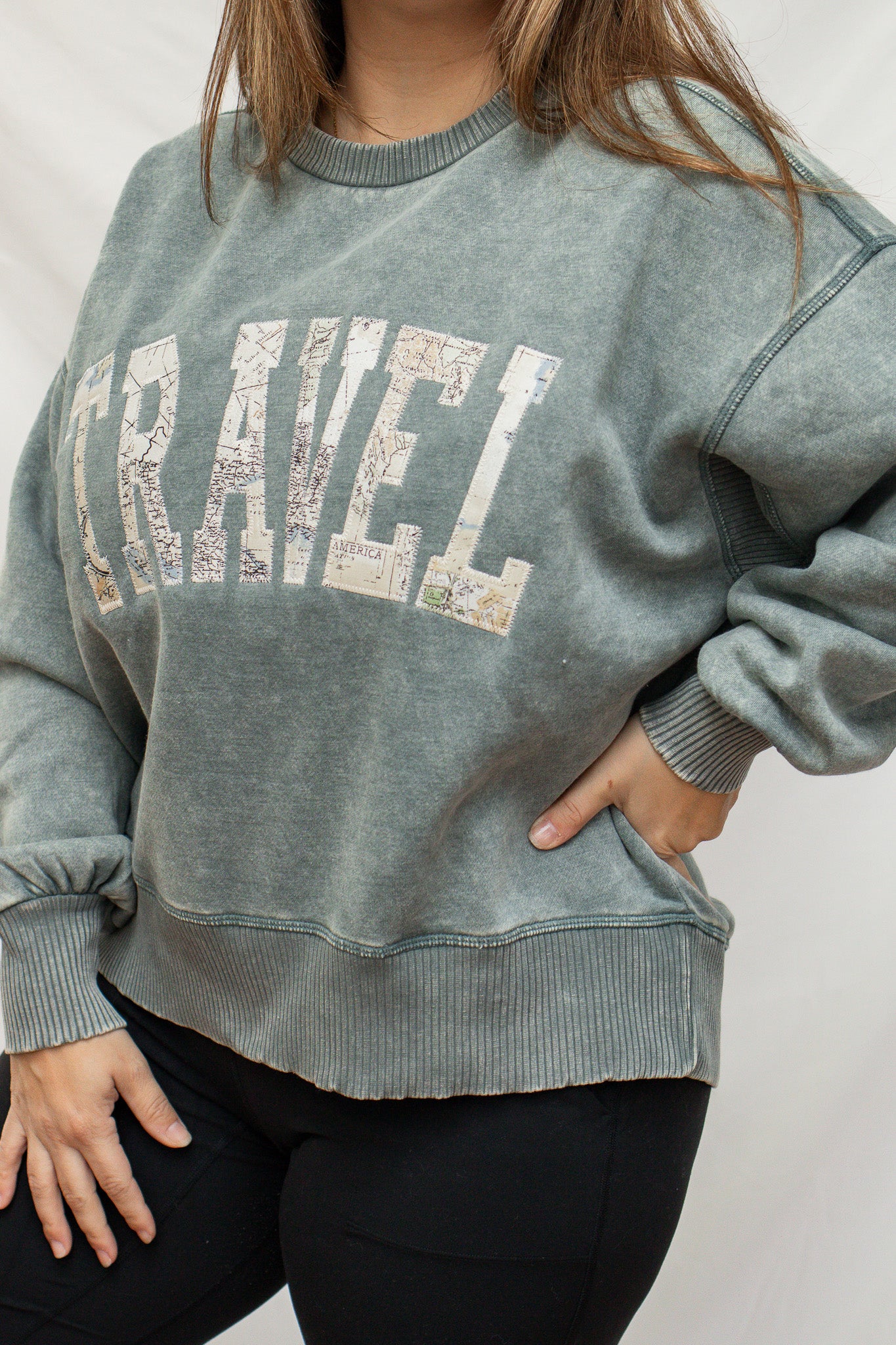 Travel Embroidered Pullover - Calico's Grove Boutique