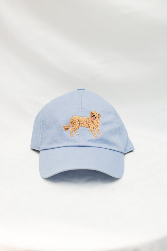 Golden Retriever Embroidered Hat (blue) - Calico's Grove Boutique
