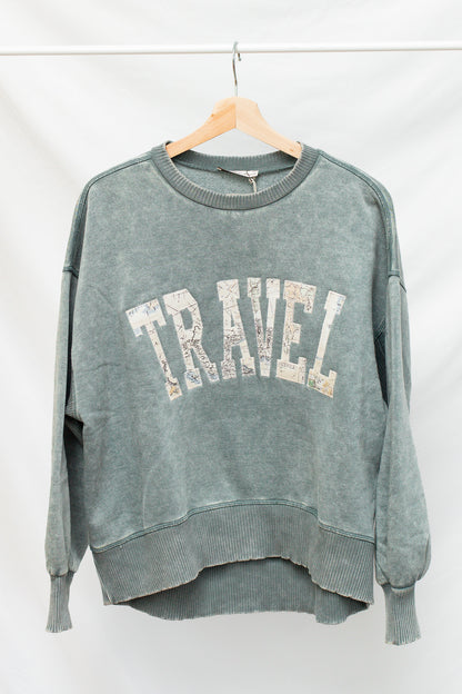 Travel Embroidered Pullover - Calico's Grove Boutique