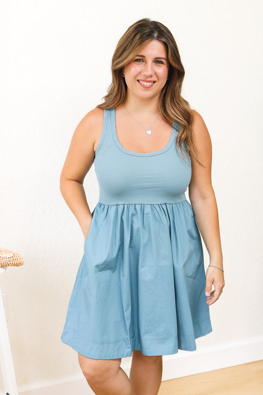 Simple Times Dress (blue grey)