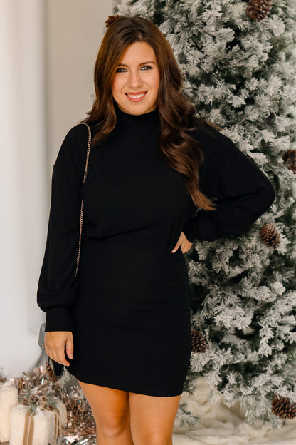 Gather Around Knit Dress (black)