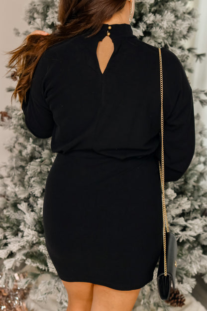 Gather Around Knit Dress (black)