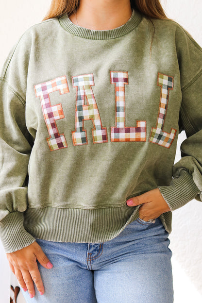 FALL Stitched Graphic Pullover (olive)