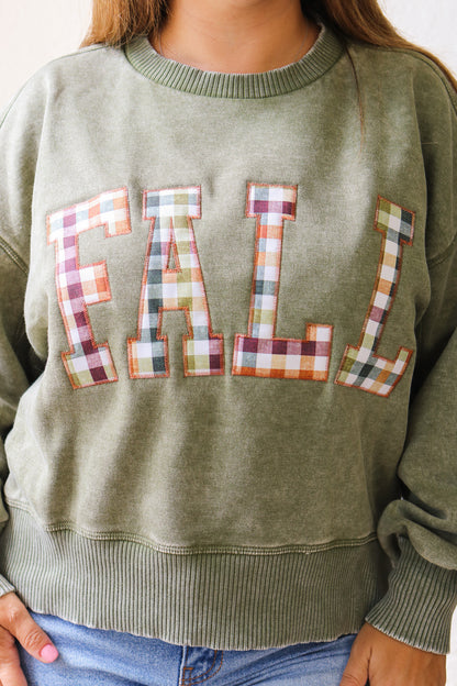 FALL Stitched Graphic Pullover (olive)