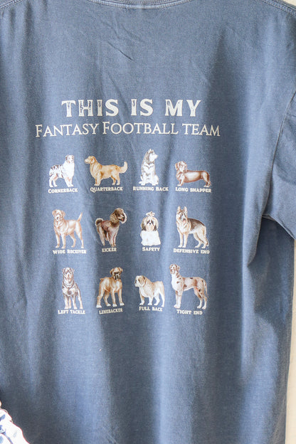 'New' Dog Fantasy Football Short Sleeve Graphic Tee (denim)