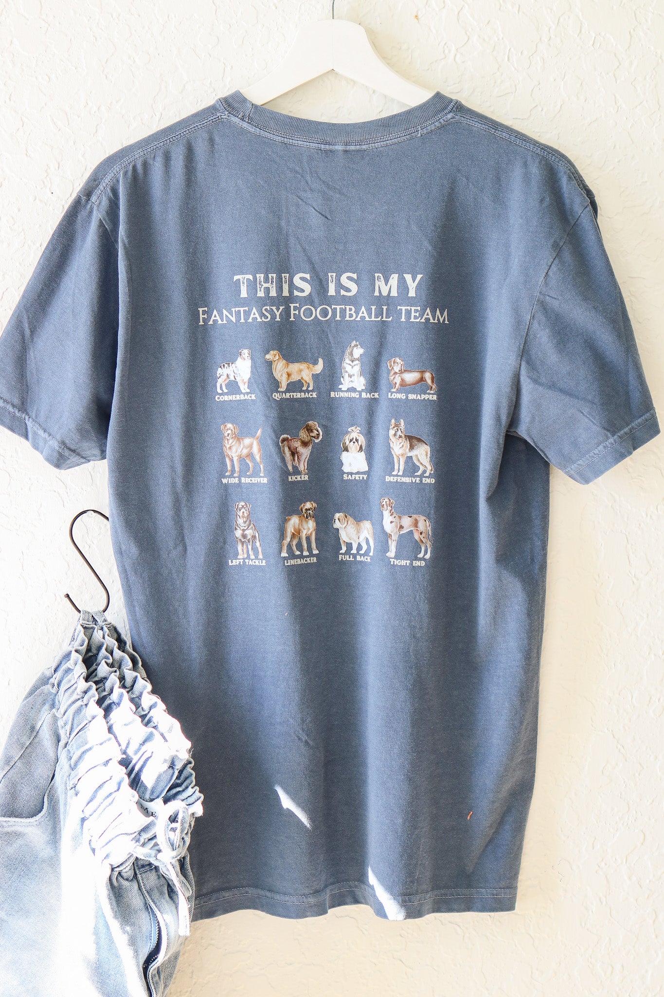'New' Dog Fantasy Football Short Sleeve Graphic Tee (denim)