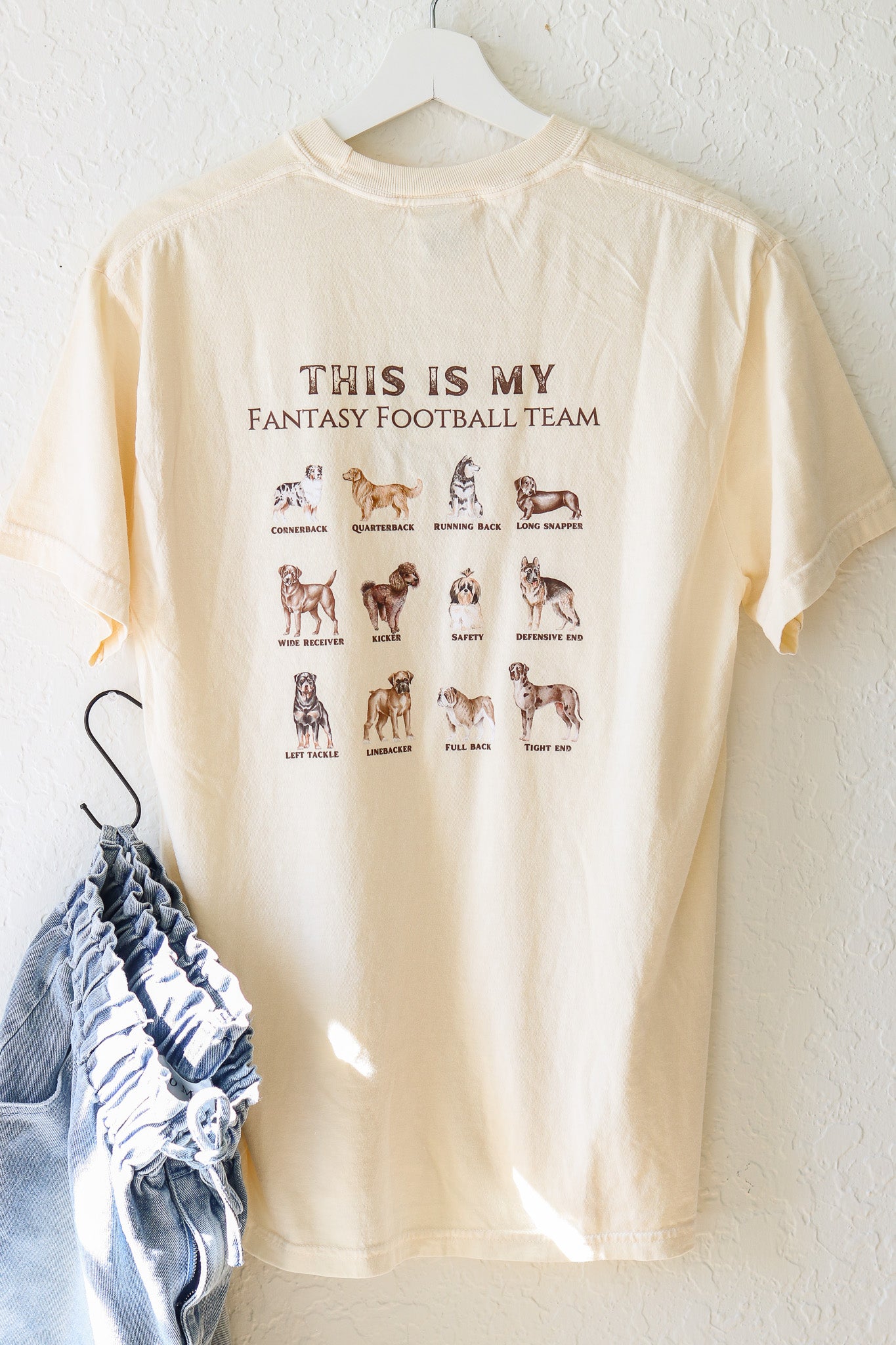 'New' Dog Fantasy Football Short Sleeve Graphic Tee (ivory)