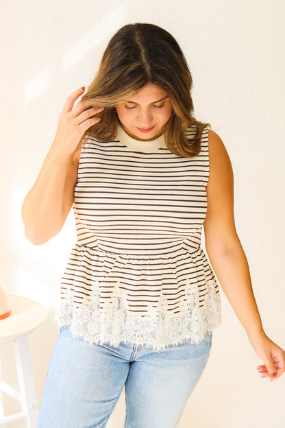 Sweetest Day Striped Lace Top