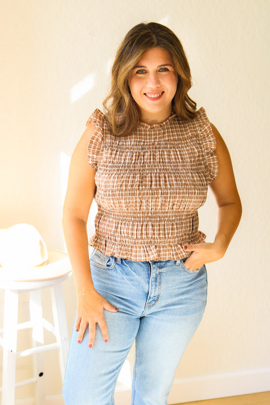 Pumpkin Patch Plaid Ruffle Top