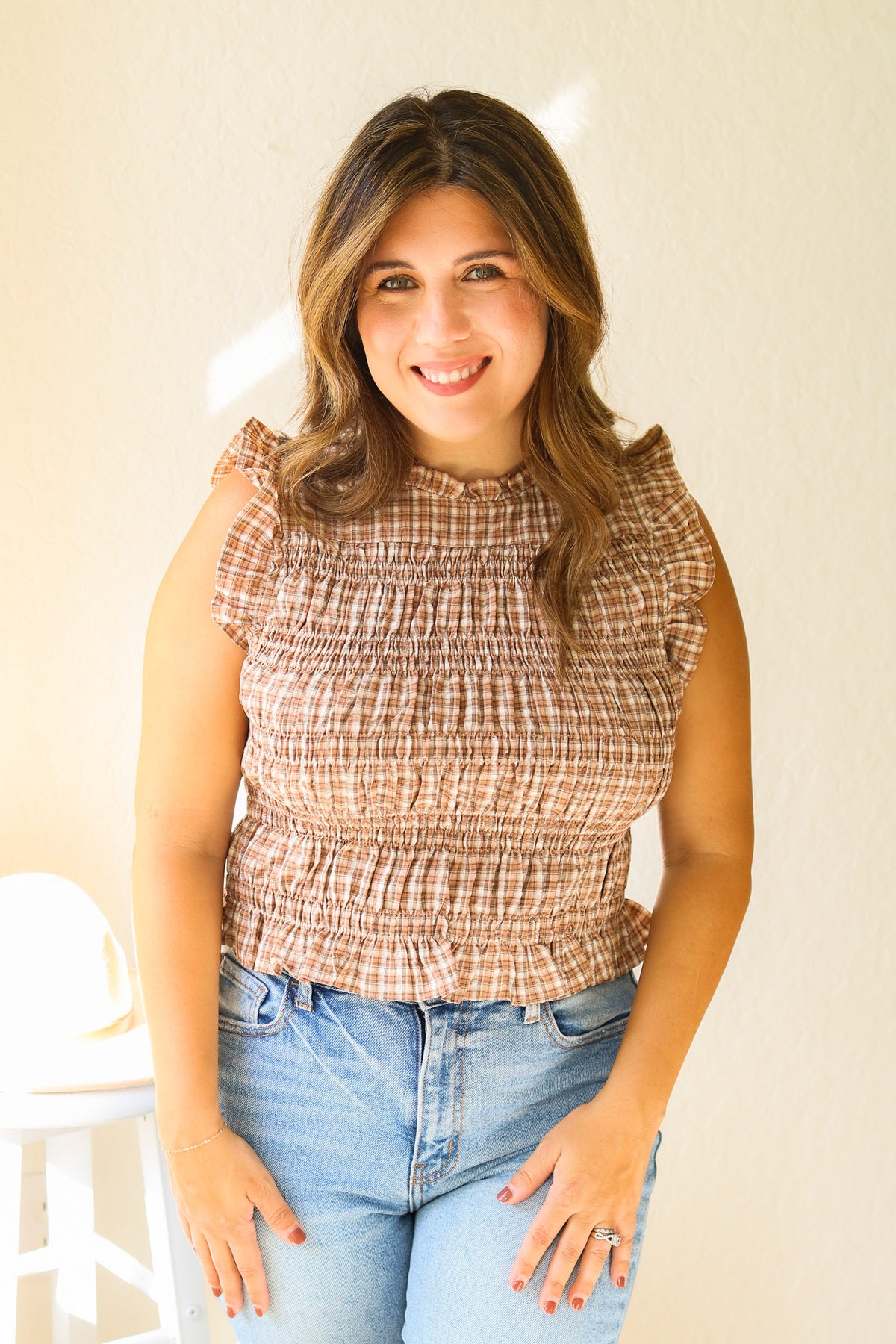 Pumpkin Patch Plaid Ruffle Top