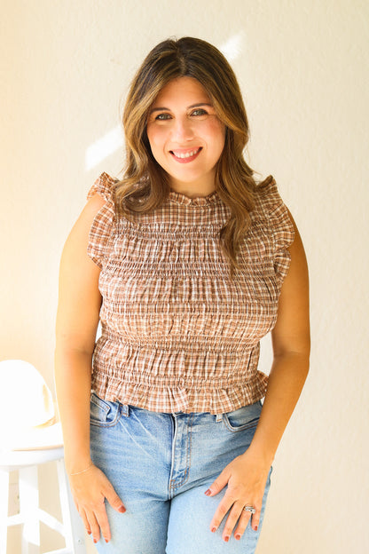 Pumpkin Patch Plaid Ruffle Top