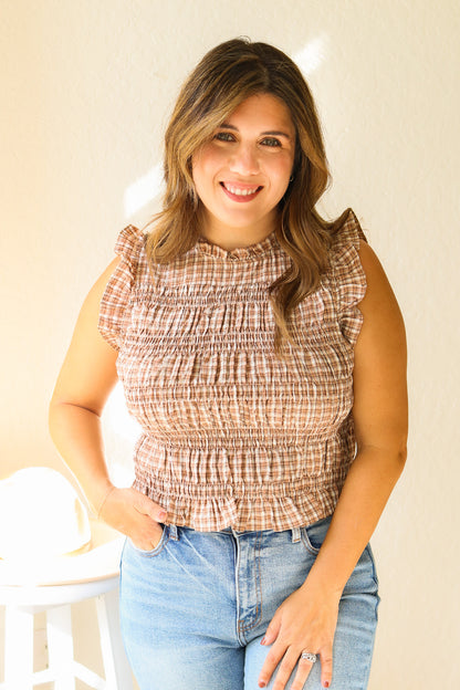 Pumpkin Patch Plaid Ruffle Top