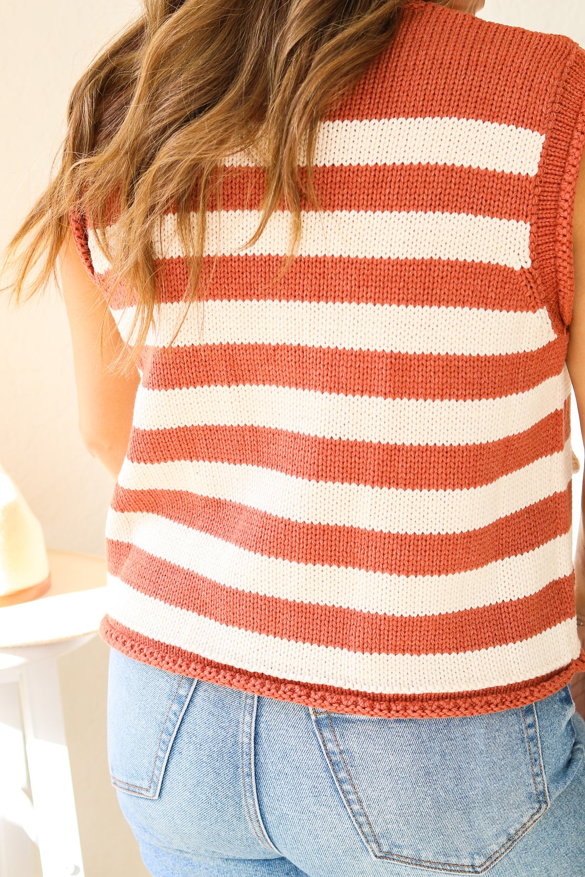 Cinnamon Striped Button Sweater