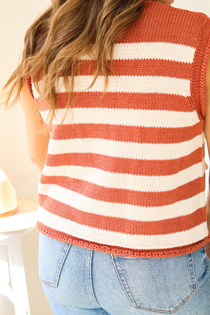 Cinnamon Striped Button Sweater