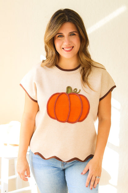 Scalloped Pumpkin Sweater