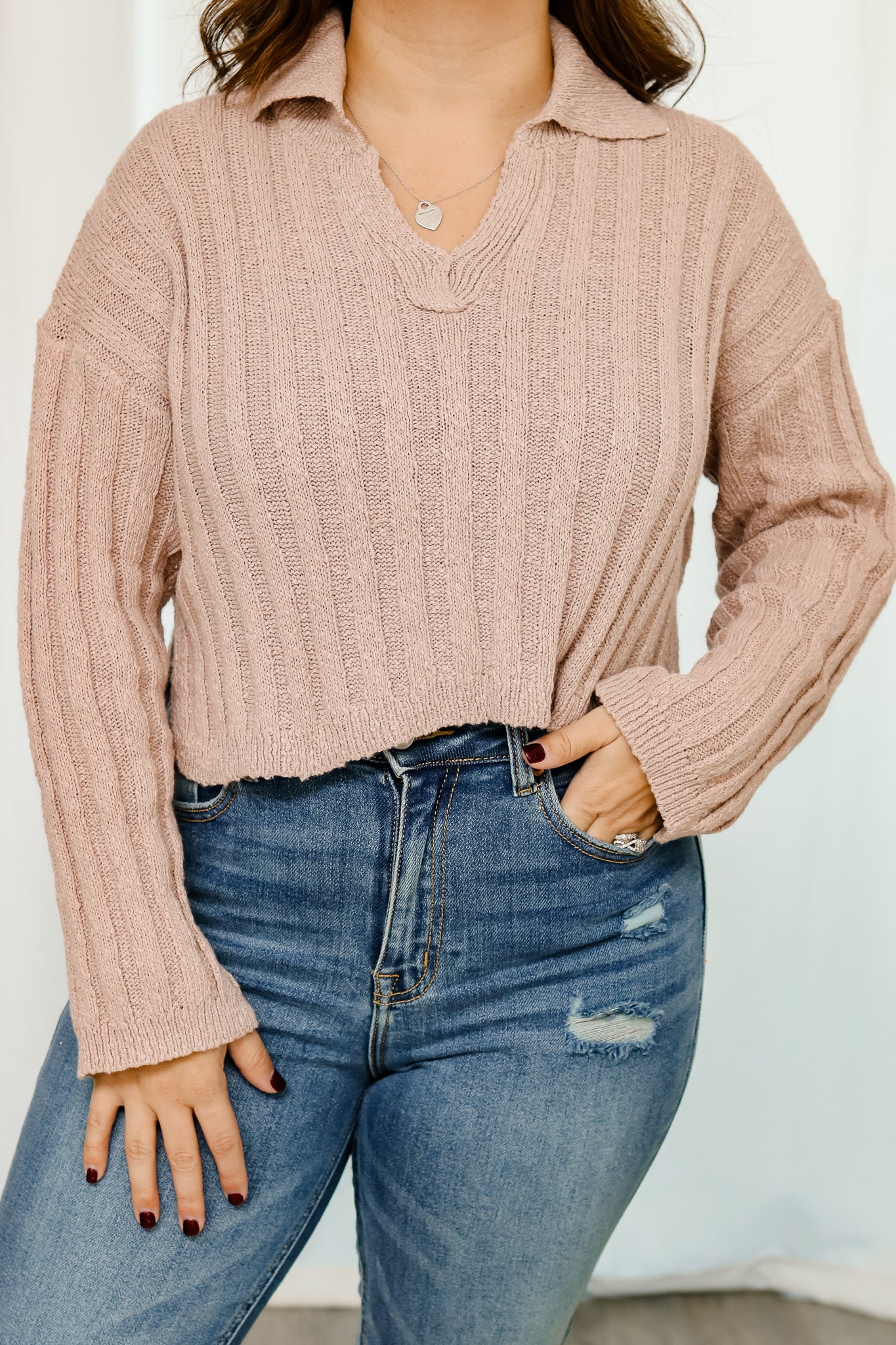 Basically Yours Cropped Sweater (rose)