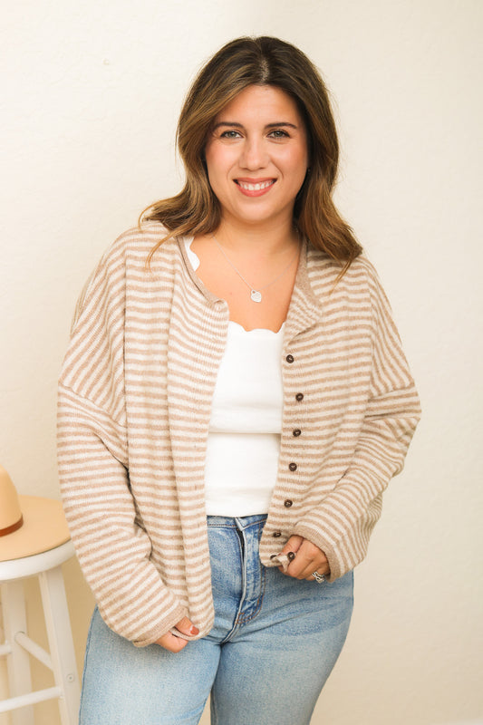 Keeping Warm Striped Cardigan