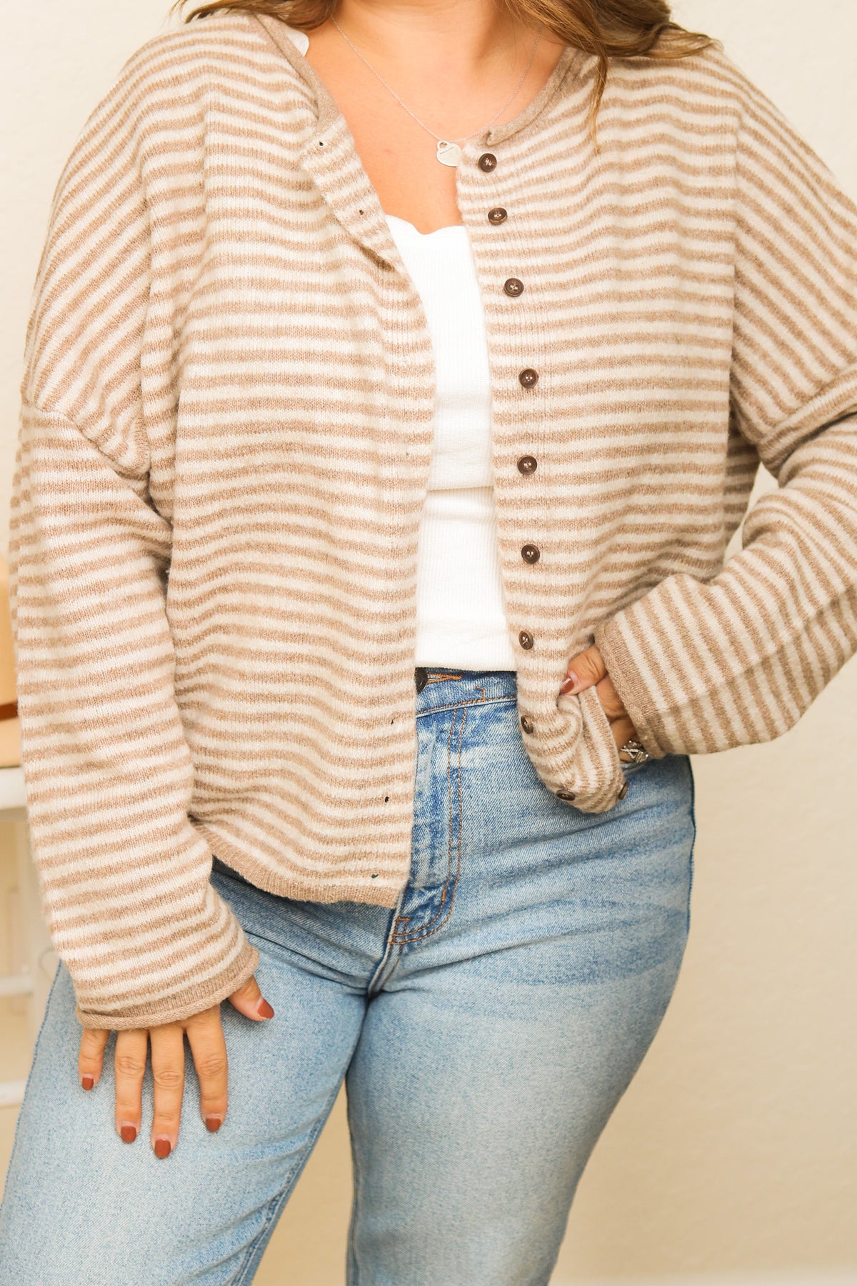 Keeping Warm Striped Cardigan