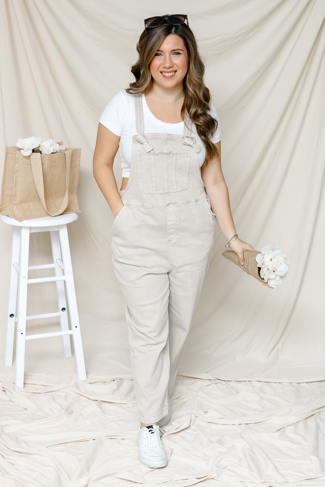 Downtown Stroll Overalls (sand beige)