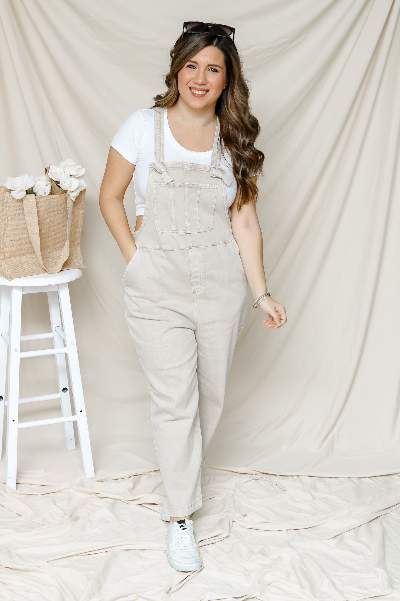 Downtown Stroll Overalls (sand beige)