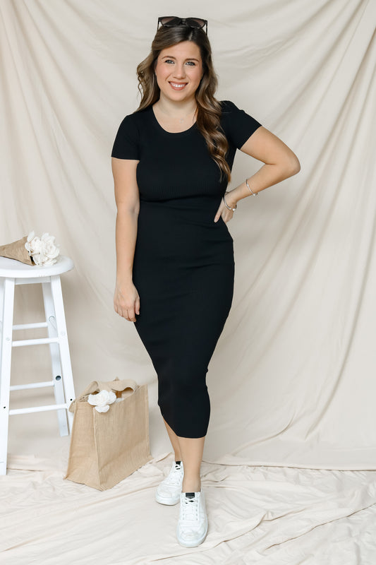 Anytime Anywhere Midi Dress (black)