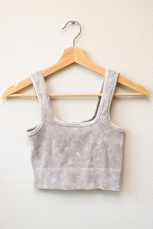 Mineral Washed Cropped Tank Top (sleet)