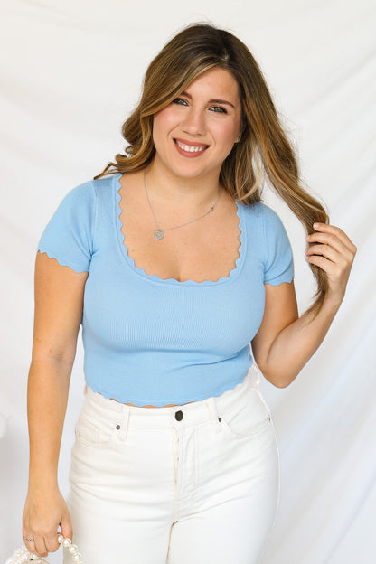 Always There Scalloped Crop Top (ice blue)