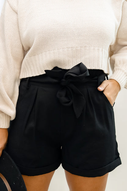 Leave It Be Black Tie Shorts