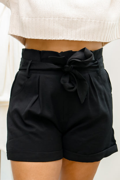 Leave It Be Black Tie Shorts