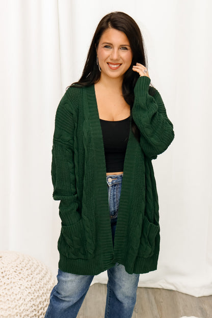 Braided Knit Cardigan ( amazon green)