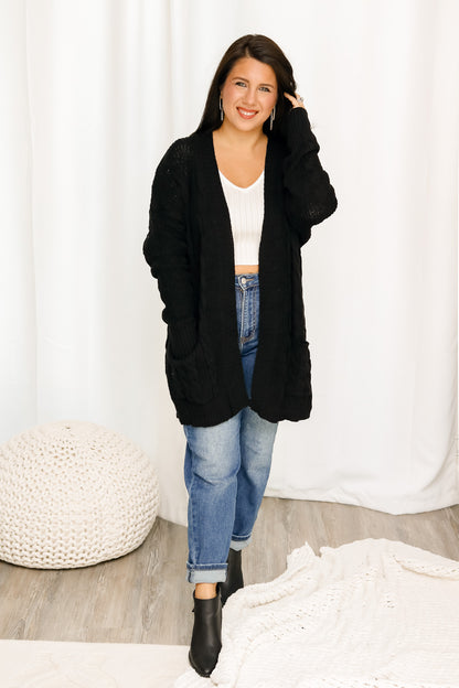 Braided Knit Cardigan (black)
