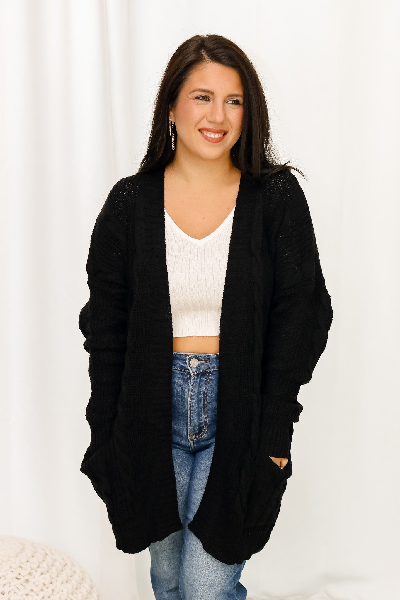 Braided Knit Cardigan (black)