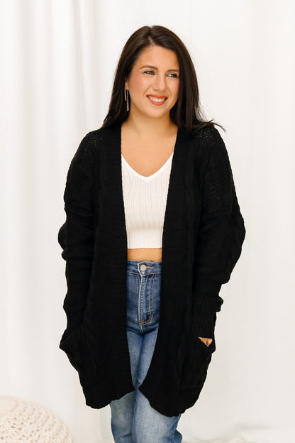 Braided Knit Cardigan (black)