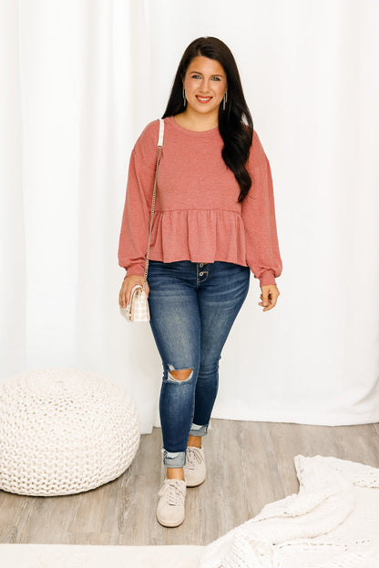 Casual Fun Ruffle Top (mauve)