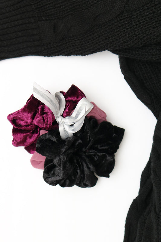 Burgundy/Black Scrunchies (3-pack)